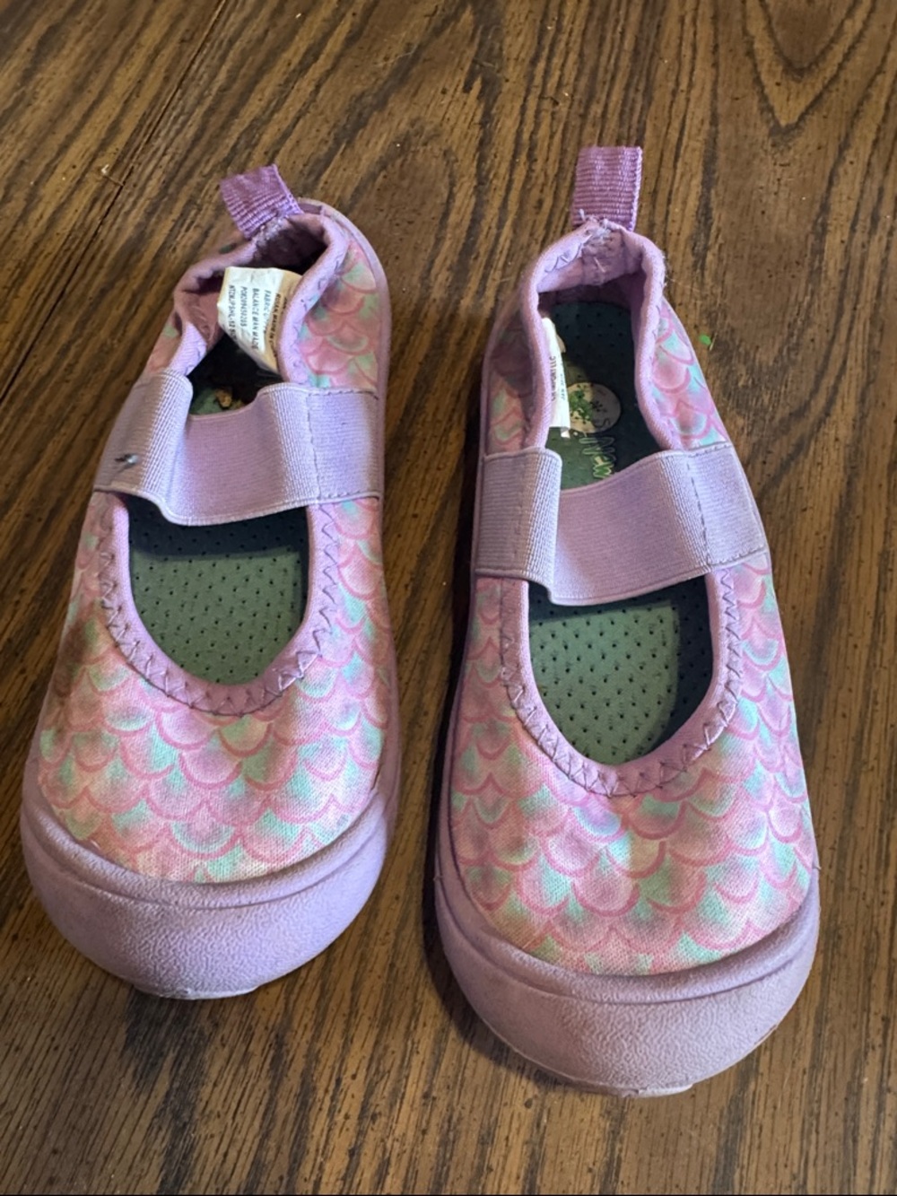 Girls Pink Mermaid-Scale Water Shoes with Hook-and-Loop Strap